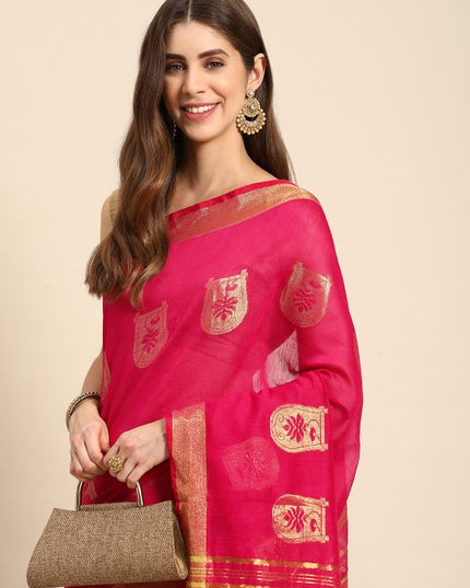 DESH BIDESH Ethnic Motifs Zari Taant Saree