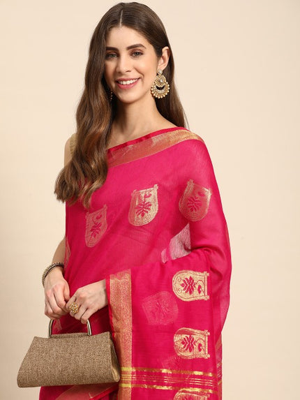 DESH BIDESH Ethnic Motifs Zari Taant Saree