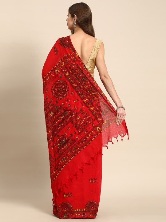 DESH BIDESH Warli Pure Cotton Taant Saree