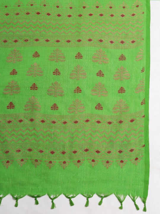 DESH BIDESH Woven Design Ethnic Motifs Pure Cotton Khadi Saree