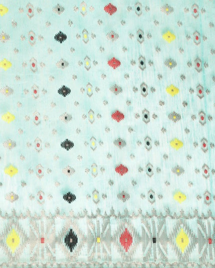 DESH BIDESH Blue & Black Woven Design Pure Cotton Jamdani Saree