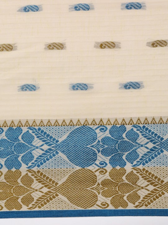 DESH BIDESH Woven Design Pure Cotton Taant Saree