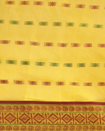 DESH BIDESH Yellow & Pink Ethnic Motifs Pure Cotton Taant Saree