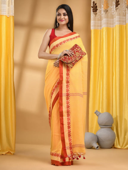 DESH BIDESH Bengali Pure Cotton Handloom Taant Saree, Traditional Indian Women's Attire