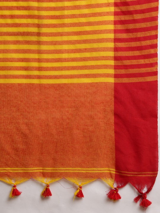 DESH BIDESH Solid Pure Cotton Taant Saree
