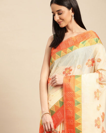 DESH BIDESH Ethnic Motifs Pure Cotton Taant Saree