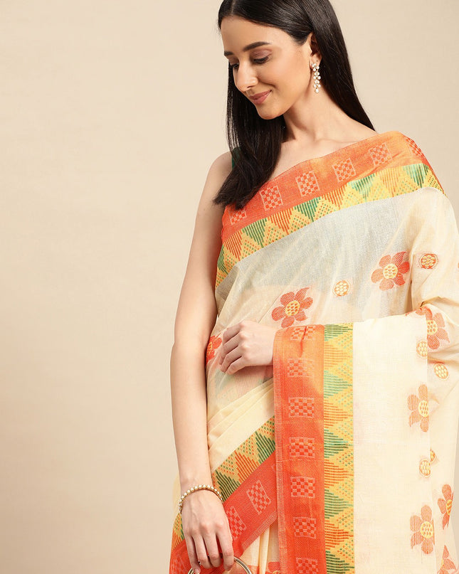 DESH BIDESH Ethnic Motifs Pure Cotton Taant Saree