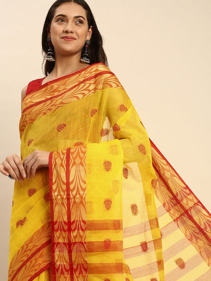 DESH BIDESH Woven Design Pure Cotton Taant Saree