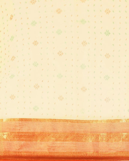 Peach Coloured & Beige Ethnic Motifs Pure Cotton Taant Saree