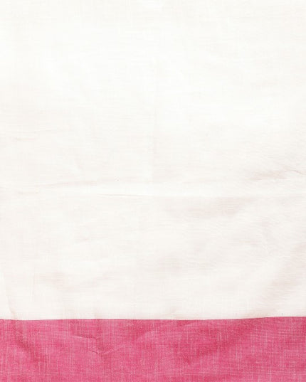 DESH BIDESH White & Pink Geometric Design Pure Cotton Taant Saree