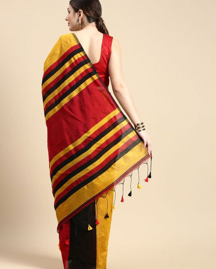 DESH BIDESH Striped Silk Cotton Saree: Vibrant, Premium Quality, Traditional Indian Attire