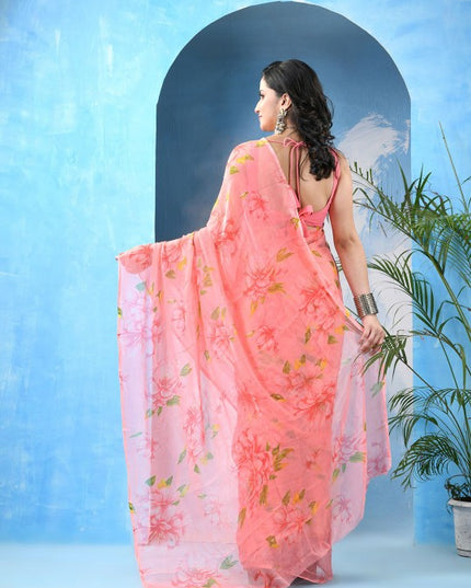 DESH BIDESH Floral Printed Bandhani Saree