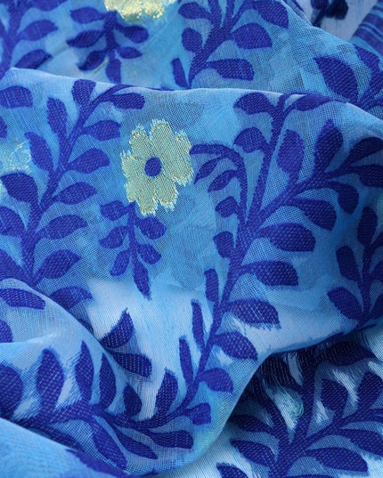 Exquisite Pink & Blue Pure Cotton Jamdani Saree with Woven Design Border