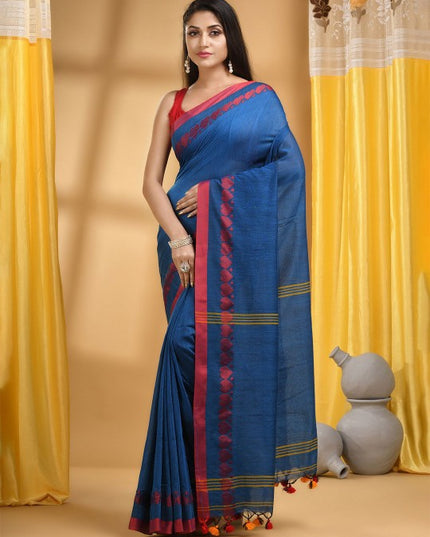 DESH BIDESH Woven Design Pure Cotton Handloom Taant Saree