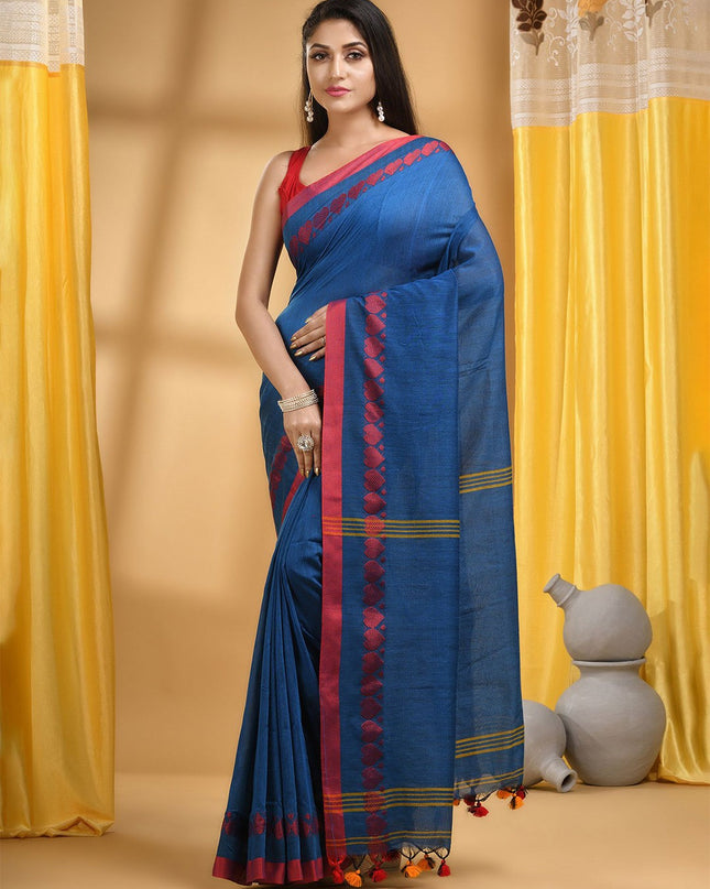 DESH BIDESH Woven Design Pure Cotton Handloom Taant Saree