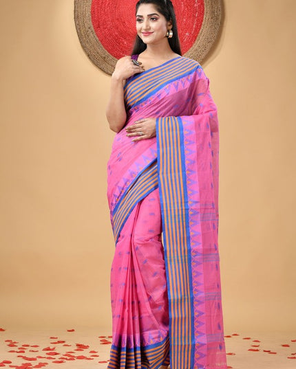 DESH BIDESH Woven Design Pure Cotton Taant Saree for Women