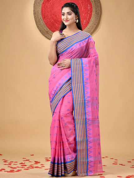 DESH BIDESH Woven Design Pure Cotton Taant Saree for Women