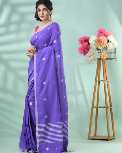 DESH BIDESH Women Woven Design Silk Cotton Saree in Radiant Purple