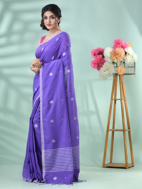 DESH BIDESH Women Woven Design Silk Cotton Saree in Radiant Purple