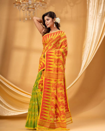 Exquisite Woven Pure Cotton Jamdani Saree for Women - Traditional Indian Attire
