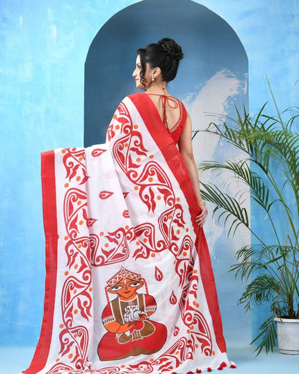 DESH BIDESH Ethnic Motifs Printed Pure Cotton Saree - Sarees for Women 36460828