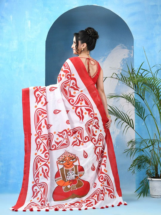 DESH BIDESH Ethnic Motifs Printed Pure Cotton Saree - Sarees for Women 36460828