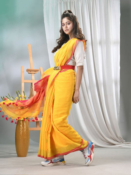 DESH BIDESHWomen Woven Design Pure Cotton Taant Saree