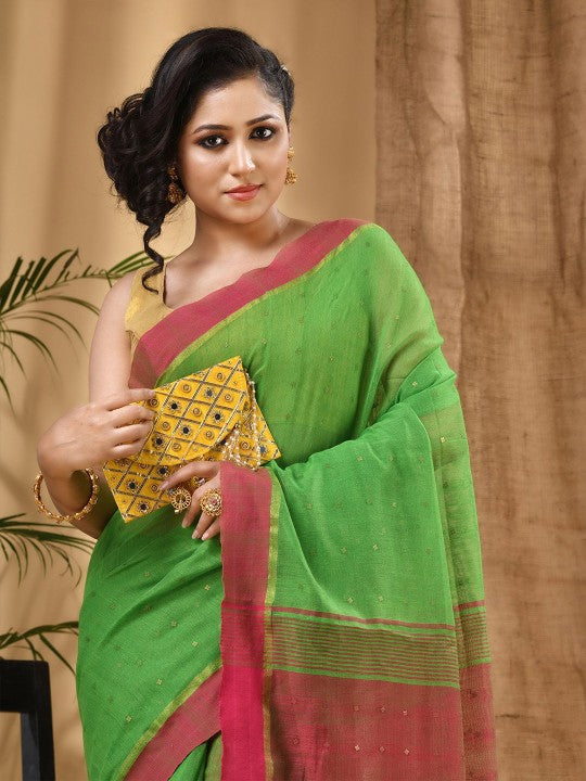 DESH BIDESH Ethnic Motifs Woven Design Taant Saree