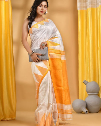 DESH BIDESH Woven Design Pure Cotton Taant Saree