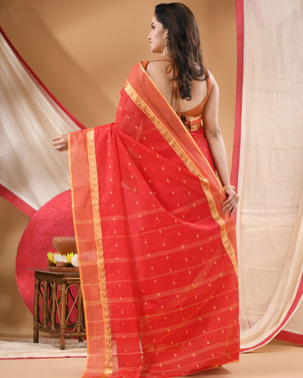 DESH BIDESH Woven Design Zari Pure Cotton Jamdani Saree