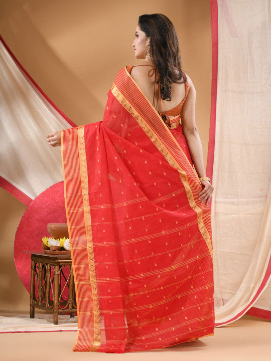 DESH BIDESH Woven Design Zari Pure Cotton Jamdani Saree