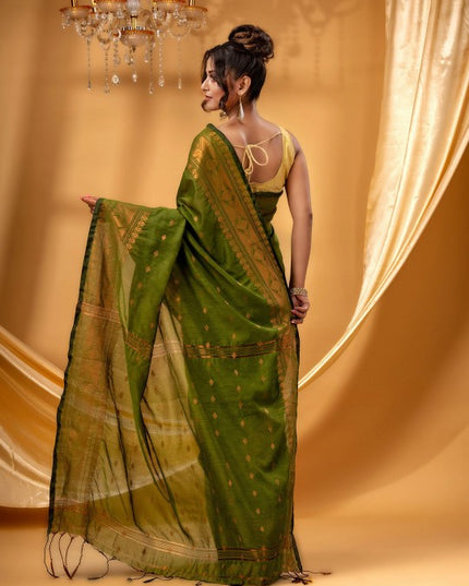 DESH BIDESH Ethnic Motifs Woven Design Chanderi Saree