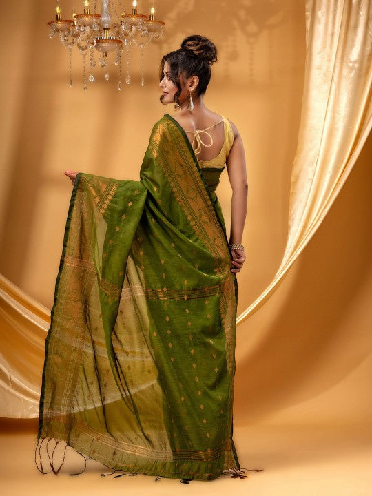 DESH BIDESH Ethnic Motifs Woven Design Chanderi Saree