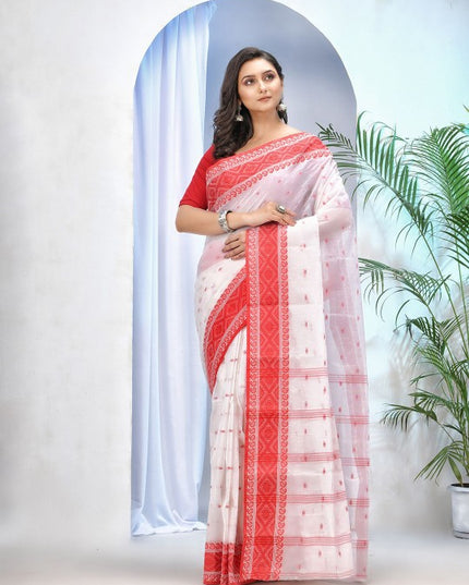DESH BIDESH Woven Design Pure Cotton Jamdani Saree