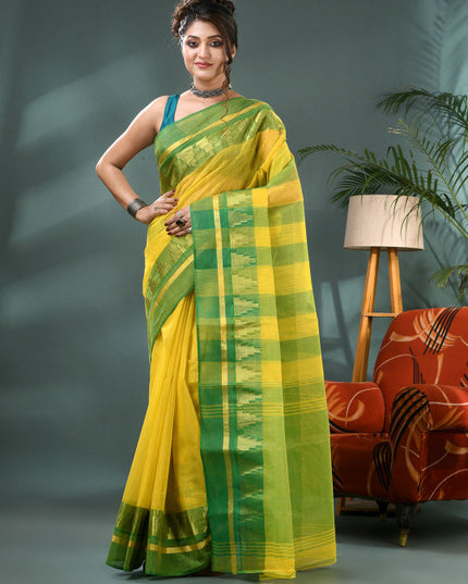 DESH BIDESH Bandhani Zari Pure Cotton Taant Saree