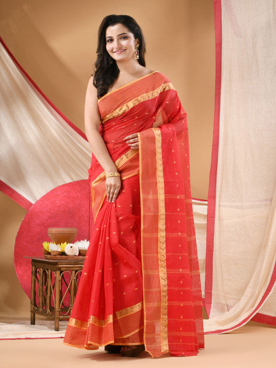 DESH BIDESH Woven Design Zari Pure Cotton Jamdani Saree