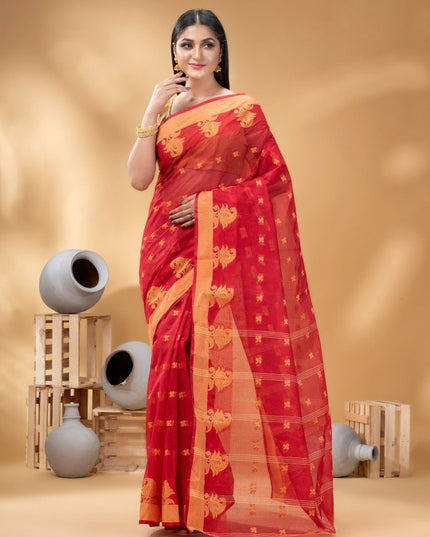 DESH BIDESH Ethnic Motifs Woven Design Pure Cotton Taant Saree