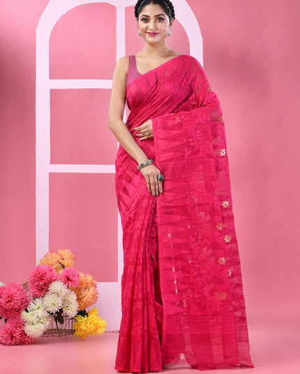 DESH BIDESH Woven Design Pure Cotton Taant Saree - Sarees for Women 33210529
