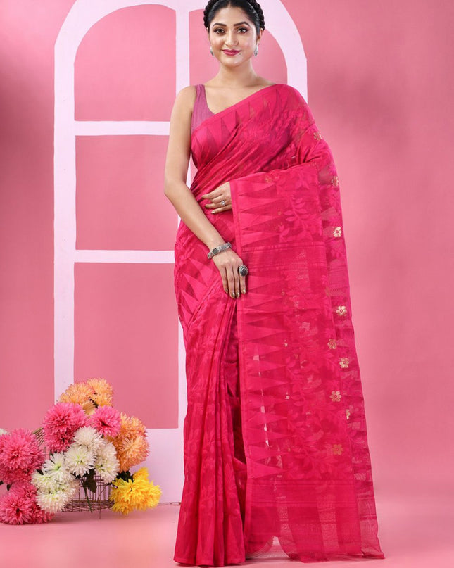 DESH BIDESH Woven Design Pure Cotton Taant Saree - Sarees for Women 33210529