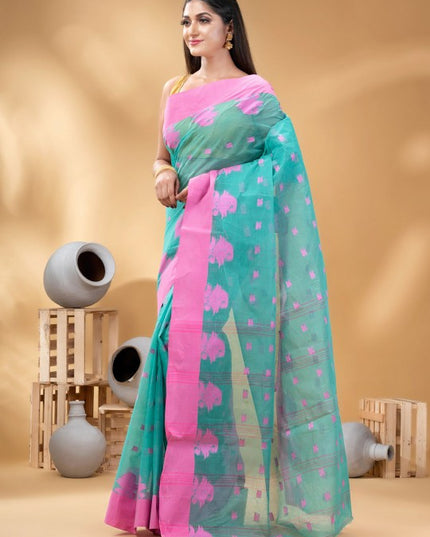 DESH BIDESH Woven Design Ethnic Motifs Pure Cotton Taant Saree