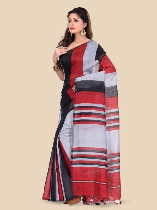 DESH BIDESH Striped Silk Cotton Saree