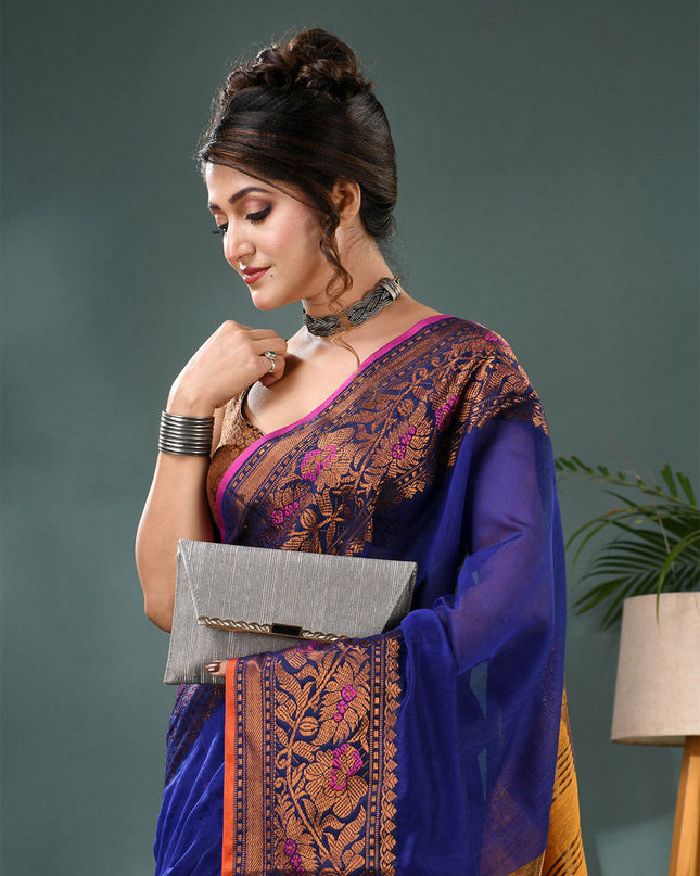 DESH BIDESH Woven Design Zari Kanjeevaram Saree With Blouse Piece