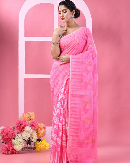 DESH BIDESH Woven Design Pure Cotton Taant Saree