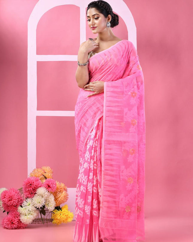 DESH BIDESH Woven Design Pure Cotton Taant Saree