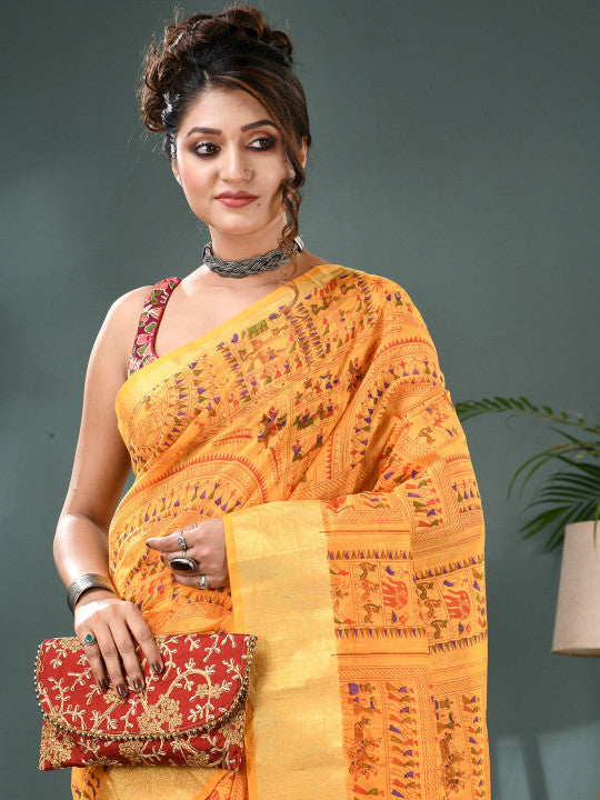 DESH BIDESH Warli Printed Bandhani Saree - Sarees for Women 35203541