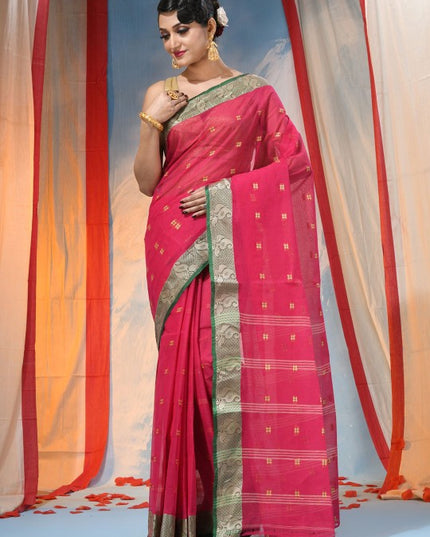 DESH BIDESH Women's Ethnic Motifs Pure Cotton Saree with Blouse Piece