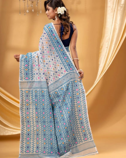 Exquisite DESH BIDESH Pure Cotton Woven Jamdani Saree for Women