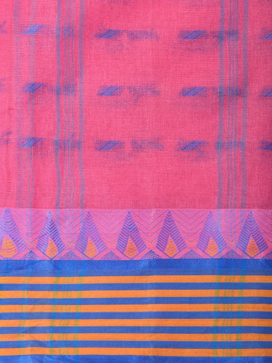 DESH BIDESH Woven Design Pure Cotton Taant Saree for Women