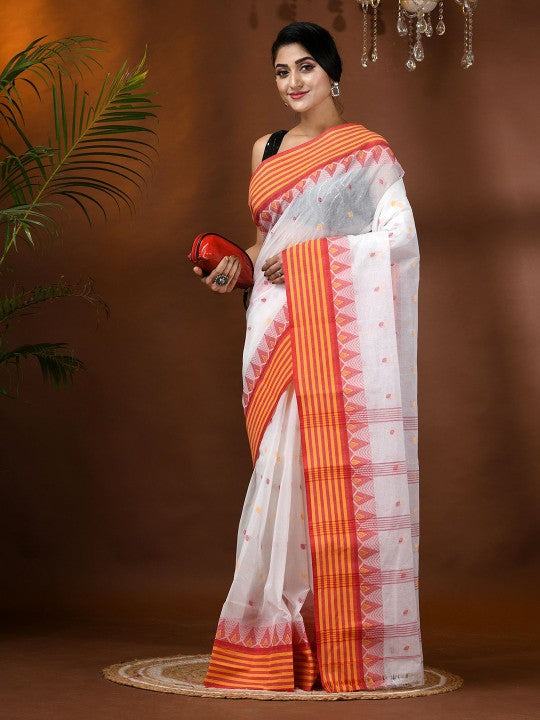 DESH BIDESH Women's Elegant Floral Pure Cotton Taant Saree
