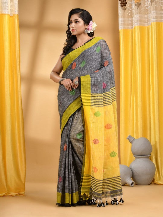 DESH BIDESH Women Woven Design Pure Cotton Khadi Saree